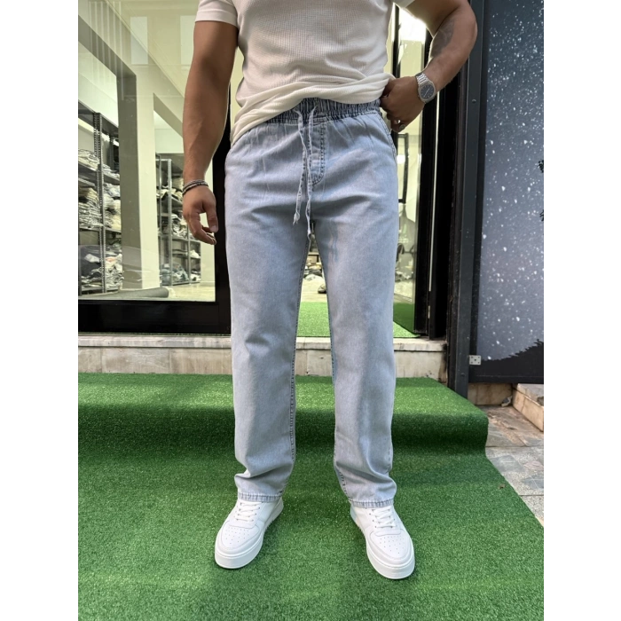 Bel Lastikli Kot Pantolon Buz Mavisi