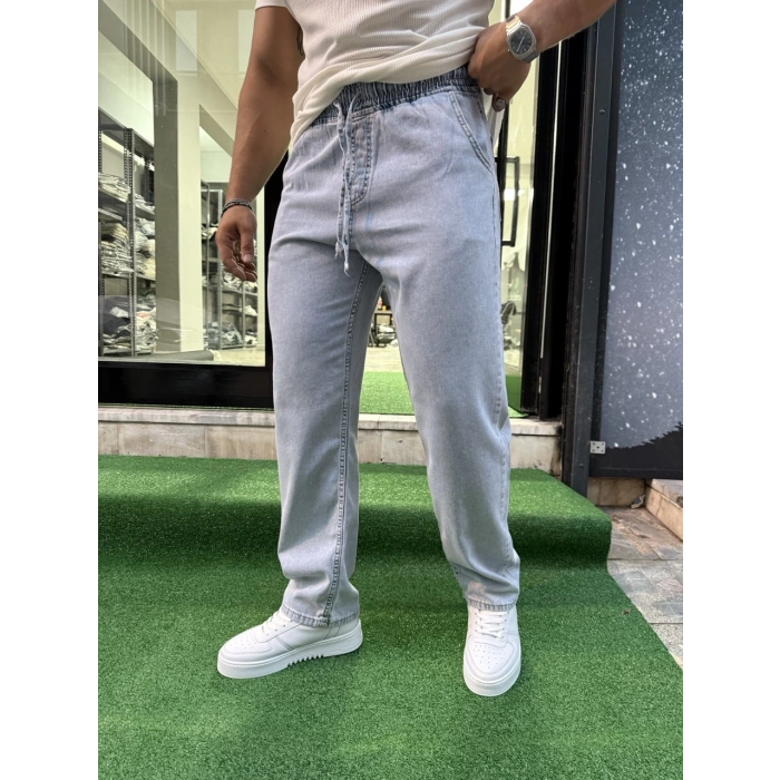 Bel Lastikli Kot Pantolon Buz Mavisi