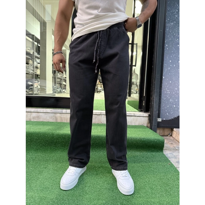 Bel Lastikli Kot Pantolon Siyah