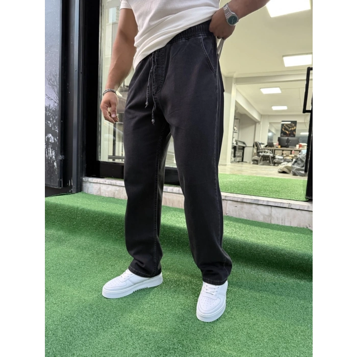 Bel Lastikli Kot Pantolon Siyah