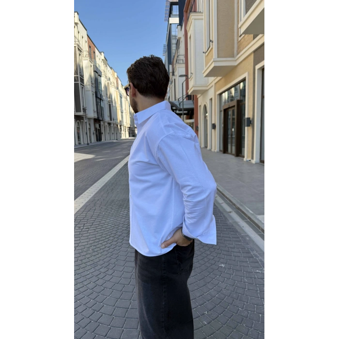 BEYAZ GABARDİN CROP GÖMLEK