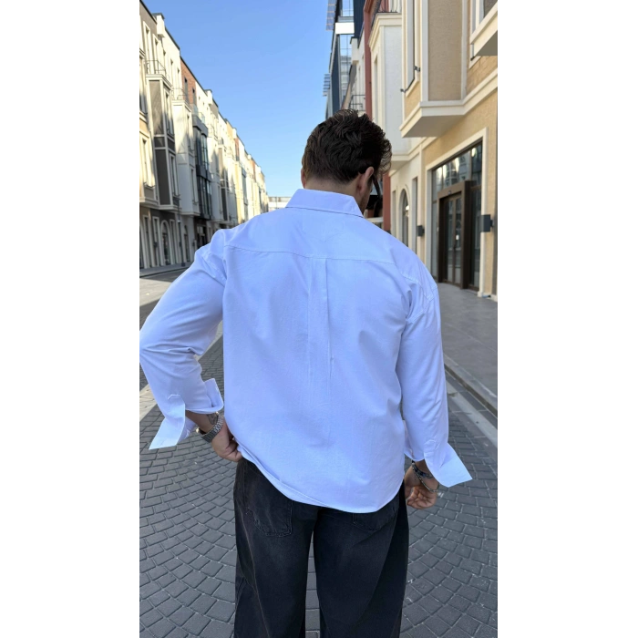 BEYAZ GABARDİN CROP GÖMLEK