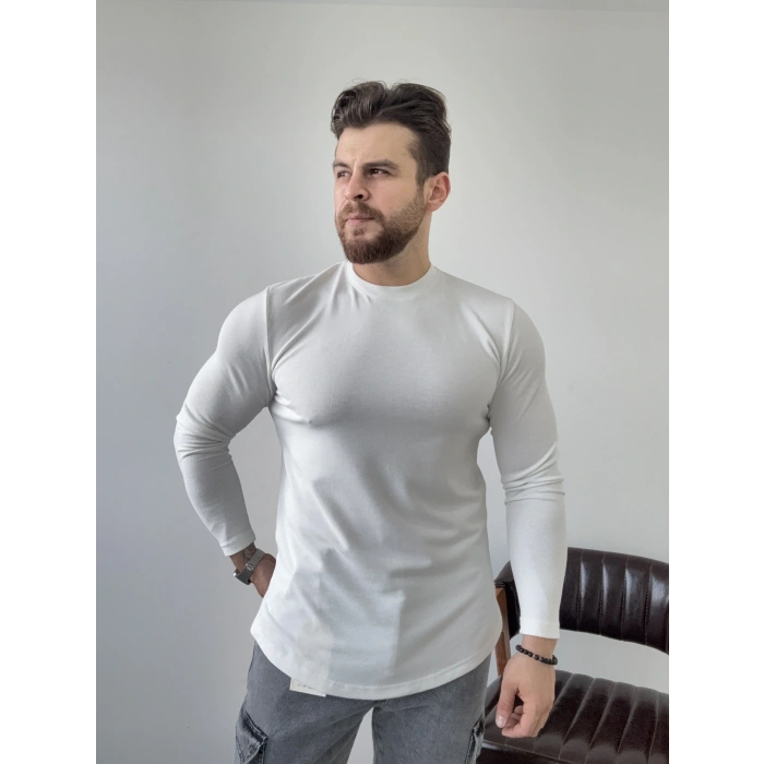 Beyaz Ovel kesim REGULER kalıp sweat