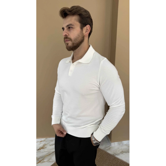 BEYAZ POLO YAKA TRİKO