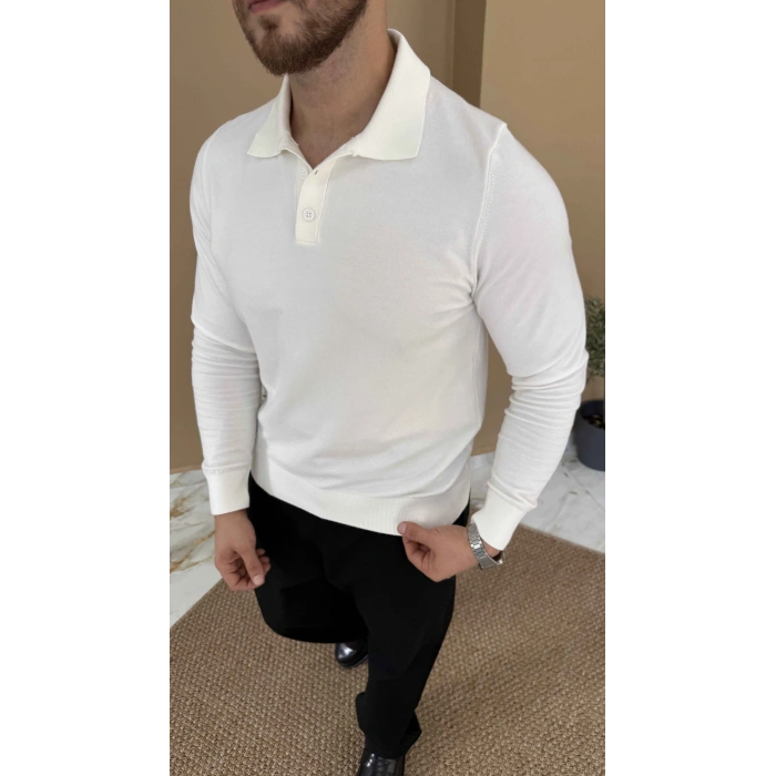 BEYAZ POLO YAKA TRİKO