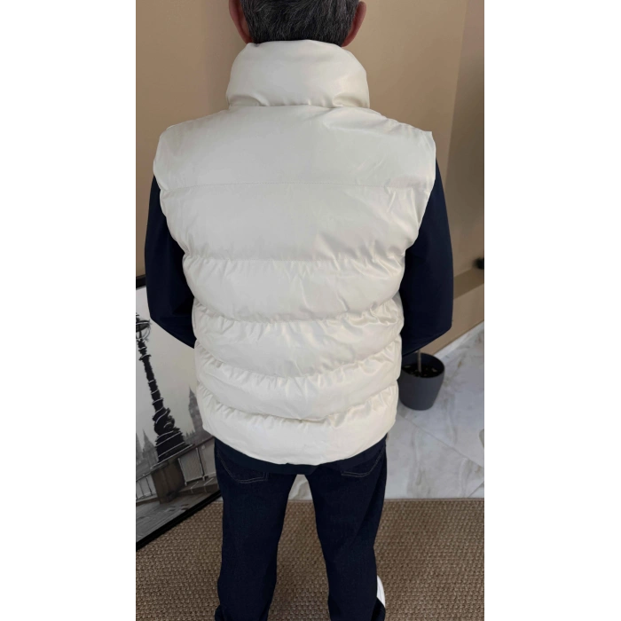 BEYAZ SUNİ DERİ ŞİŞME YELEK