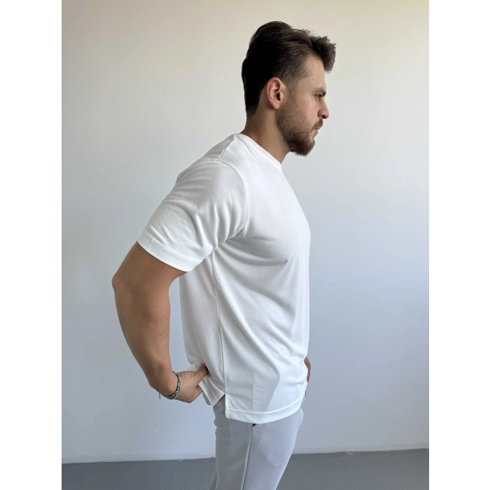 BEYAZ TENCEL MODAL KUMAŞ RELAXFİT TŞÖRT