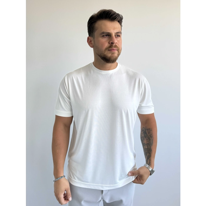 BEYAZ TENCEL MODAL KUMAŞ RELAXFİT TŞÖRT