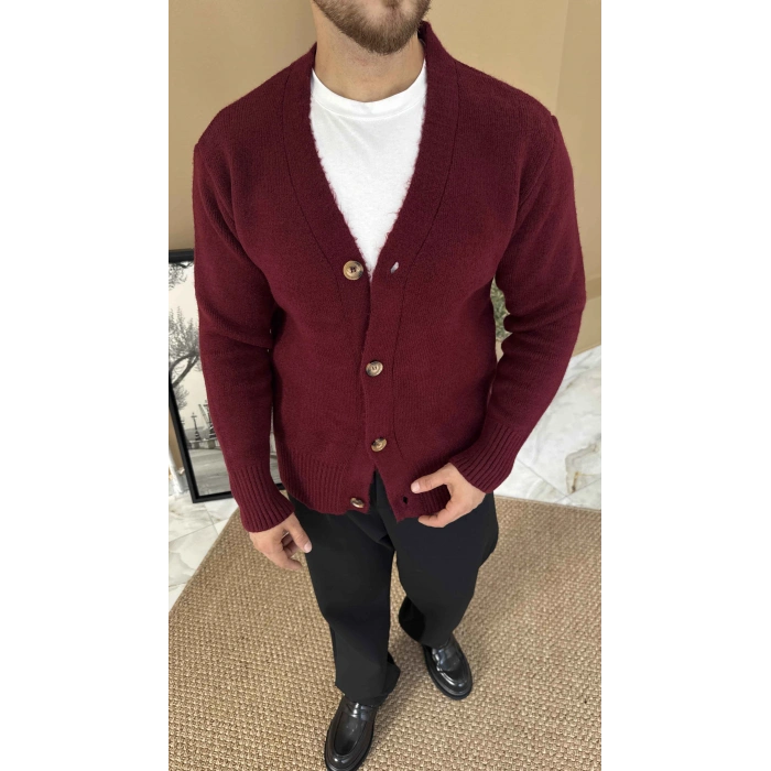 BORDO DÜĞMELİ TRİKO HIRKA