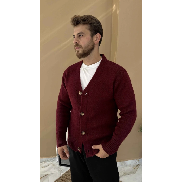 BORDO DÜĞMELİ TRİKO HIRKA