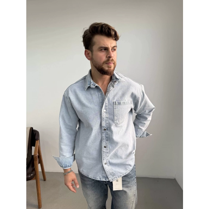 Buz Mavi Kot Gömlek