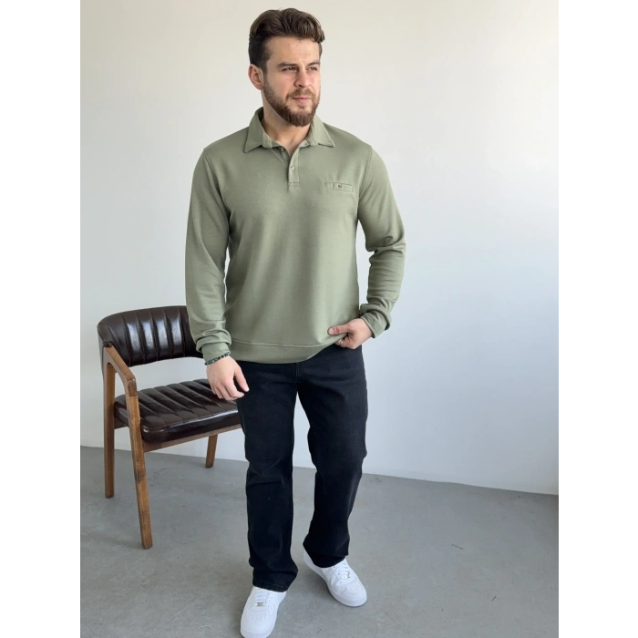 Çağla Yeşili Oysh Kumaş Polo Yaka Sweat