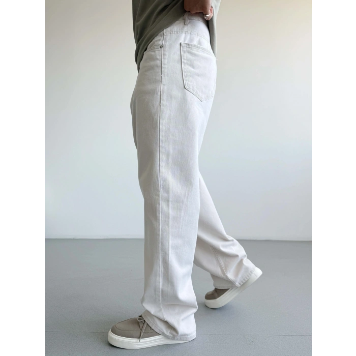 EKRU BAGGY KALIP KOT PANTOLON
