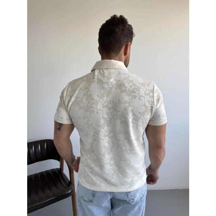 EKRU KARARLI POLO YAKA TİŞÖRT