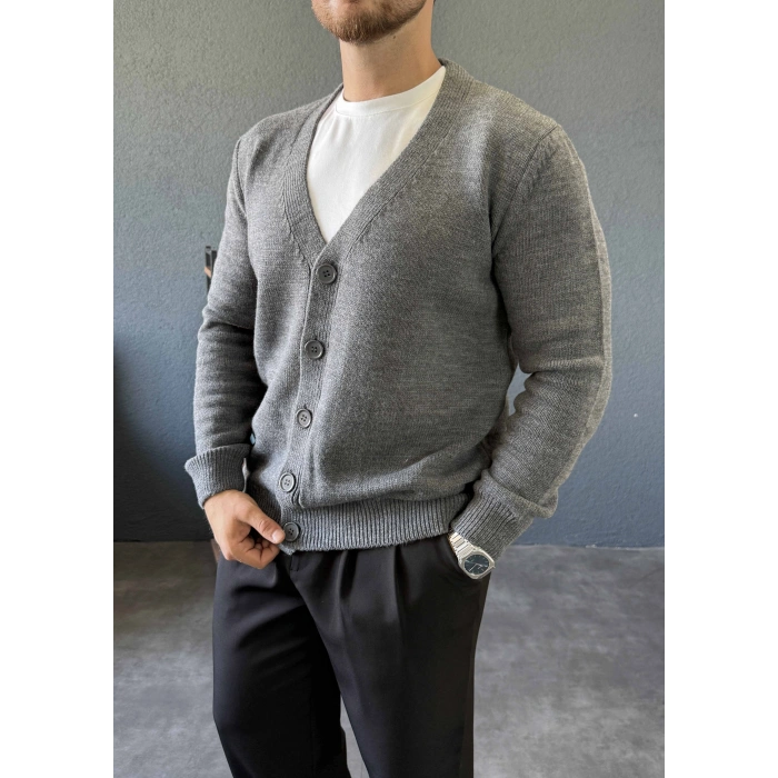 FÜME V YAKA TRİKO HIRKA