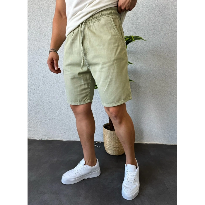 Gabardin Kumaş Şort Mint Yeşili