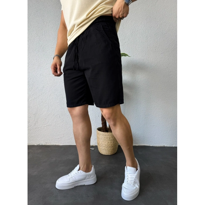 Gabardin Kumaş Şort Siyah