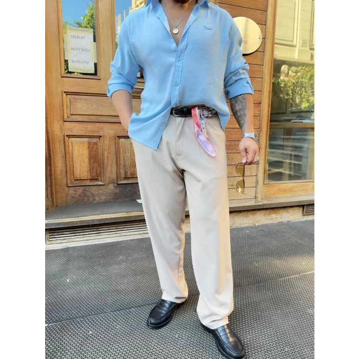 Giesto Modal Kumaş Gömlek Bebe Mavi