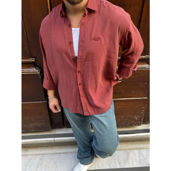 Giesto Modal Kumaş Oversize Gömlek Kiremit