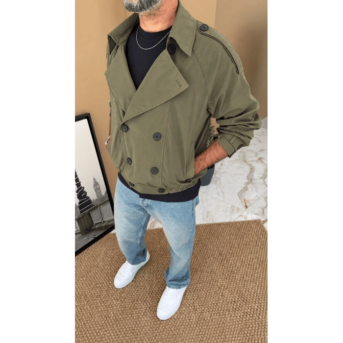 HAKİ OVERSİZE KISA TRENÇKOT