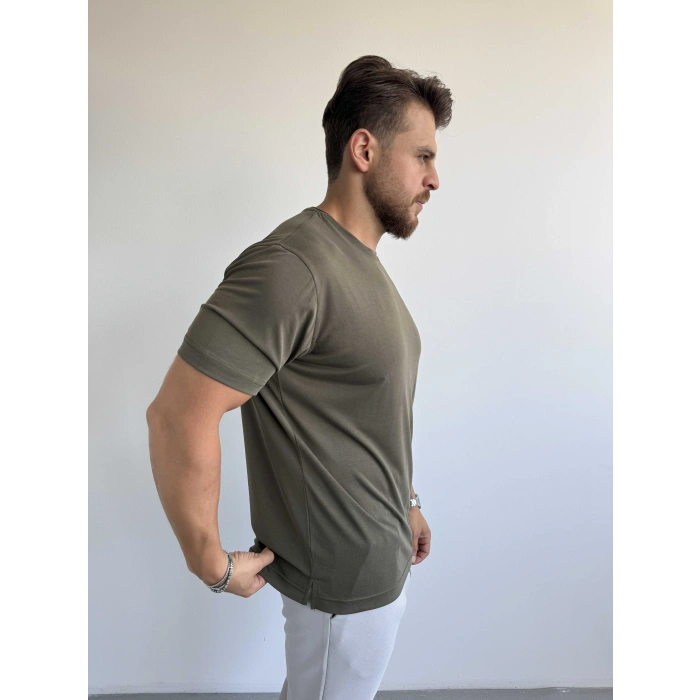 HAKİ YEŞİL TENCEL MODAL KUMAŞ RELAXFİT TŞÖRT
