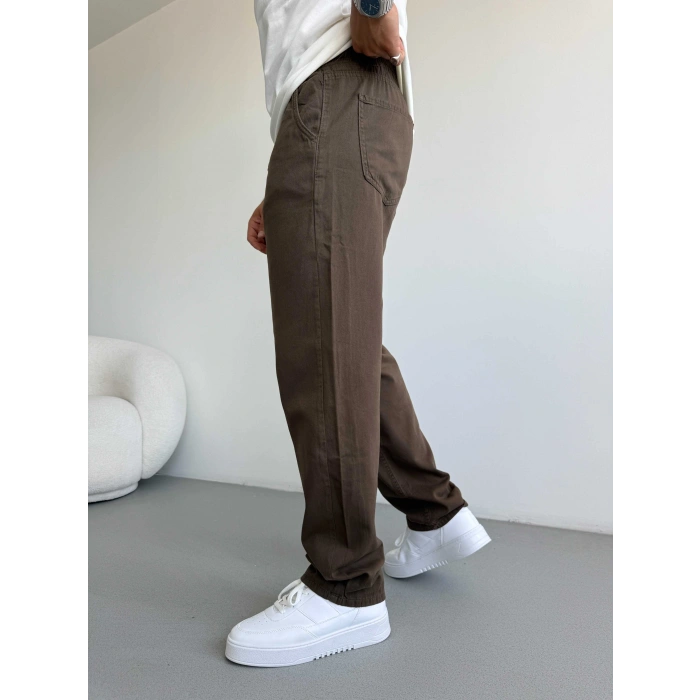 KAHVERENGİ BAGGY KALIP GABARDİN PANTOLON