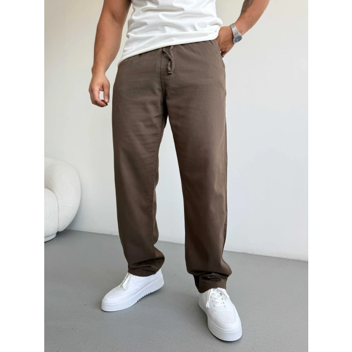 KAHVERENGİ BAGGY KALIP GABARDİN PANTOLON
