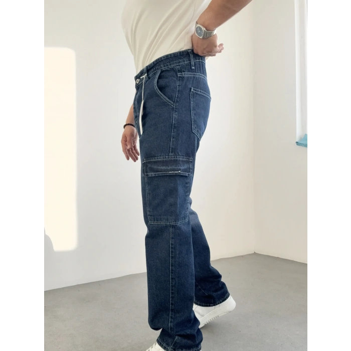 Koyu Lacivert Kargo Cep Kot Pantolon