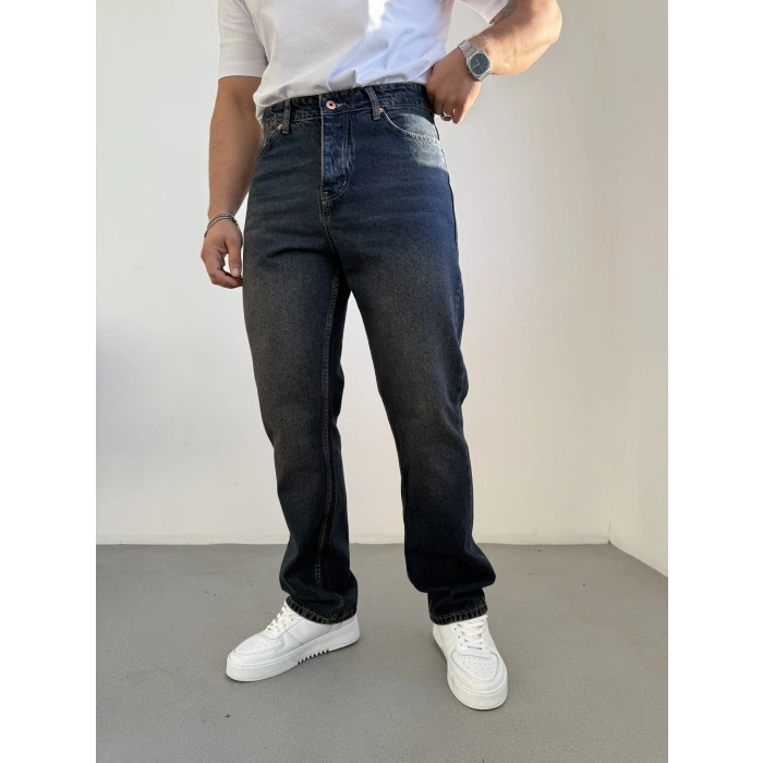 Koyu Lacivert Yıkamalı Kot Pantolon