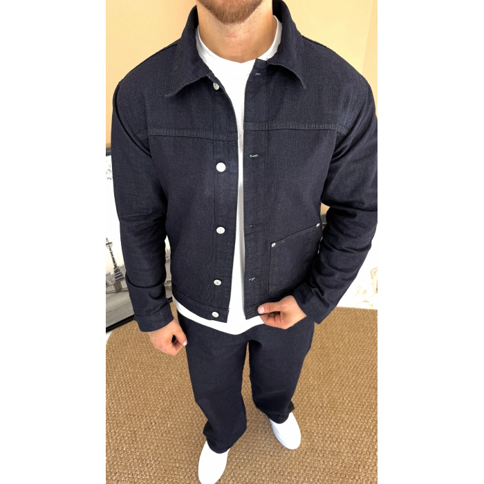 Lacivert Denim Kot Takım
