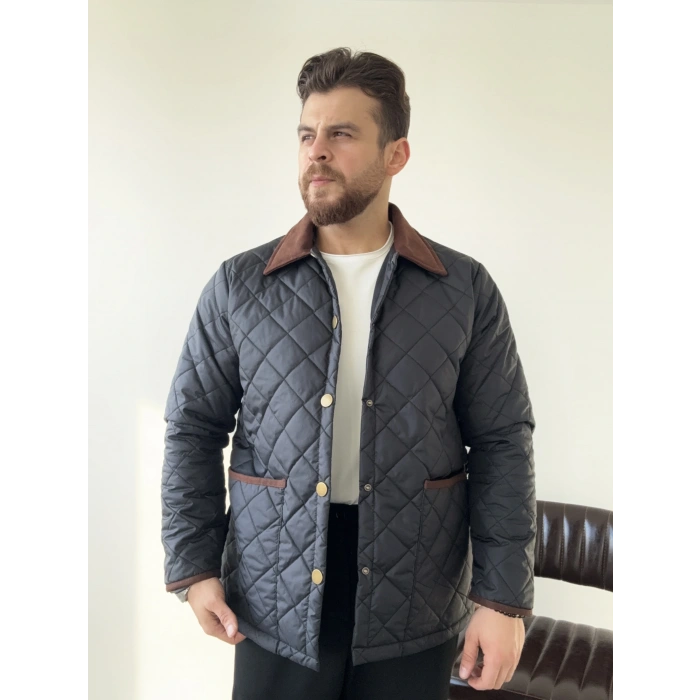 Lacivert Kapitone Mont