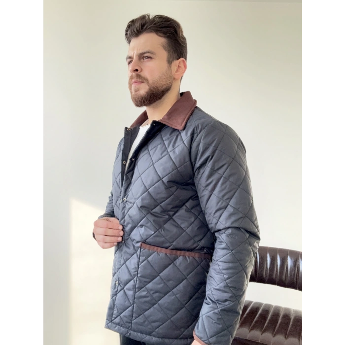 Lacivert Kapitone Mont