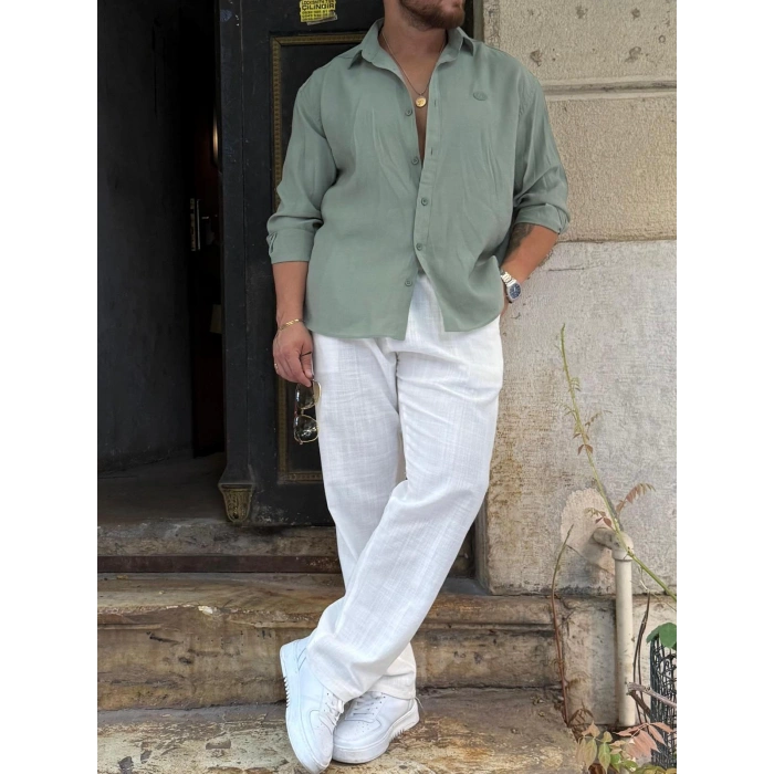 Mint Yeşili Modal Gömlek