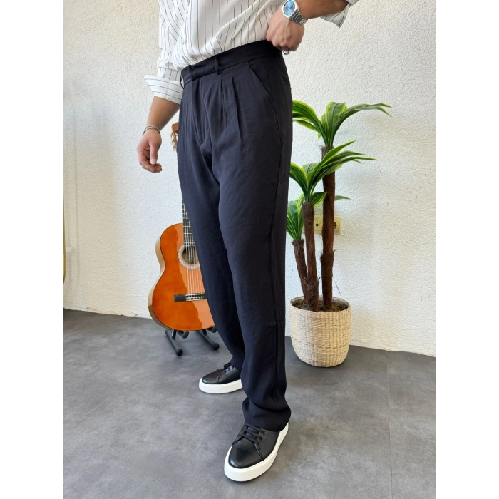 Modal Kumaş Pileli Baggy Siyah