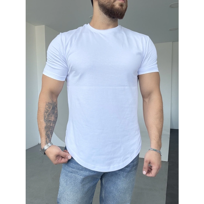 Ovel Kesim Basic Tişört Beyaz