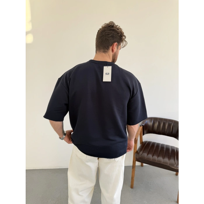 Pis Kesim Oversize Kalıp Tişört Lacivert