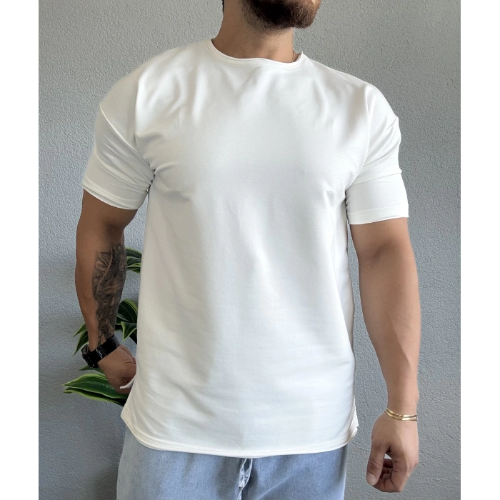 Pis Kesim Yırtmaçlı Osho Kumaş Tişört Beyaz