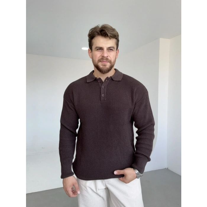Polo Yaka Kazak Kahverengi