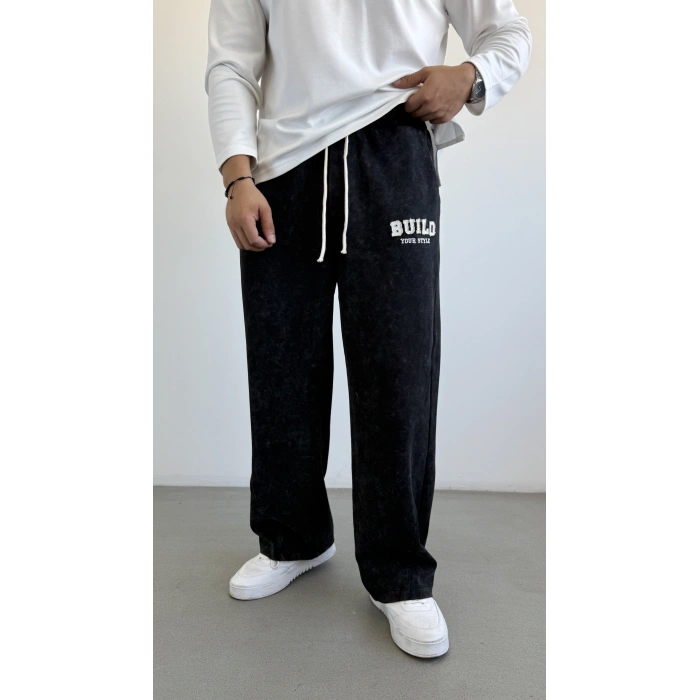 SİYAH BAGGY KALIP ASİT YIKAMA BUİLD EŞOFMAN