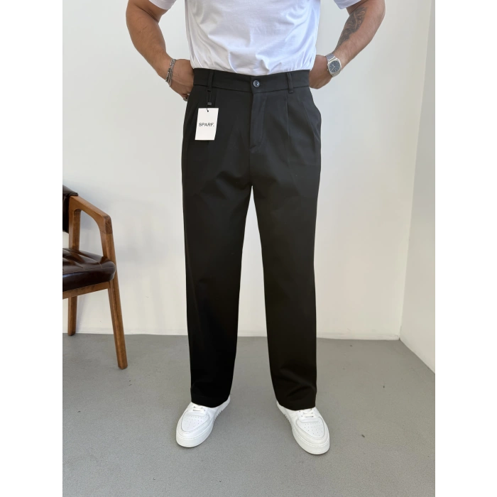 Baggy Kalıp Kışlık Kumaş Pantolon Siyah