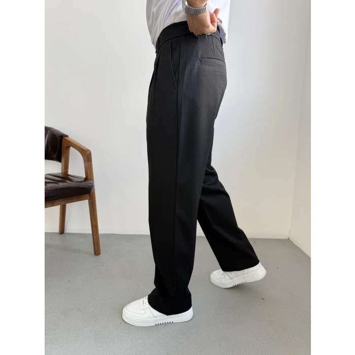 Baggy Kalıp Kışlık Kumaş Pantolon Siyah