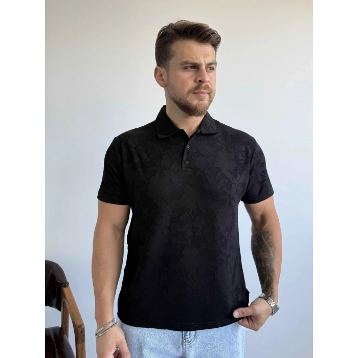 SİYAH KARARLI POLO YAKA TİŞÖRT