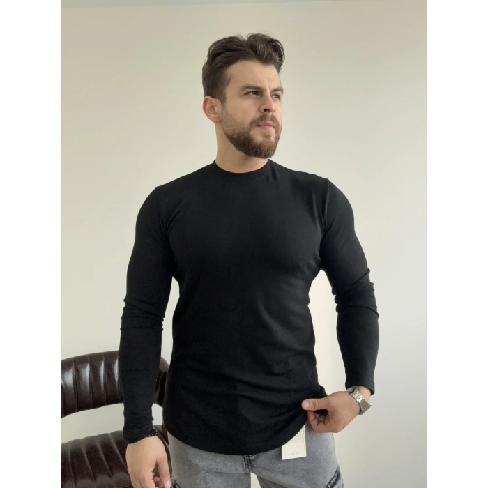 Siyah Ovel kesim REGULER kalıp sweat