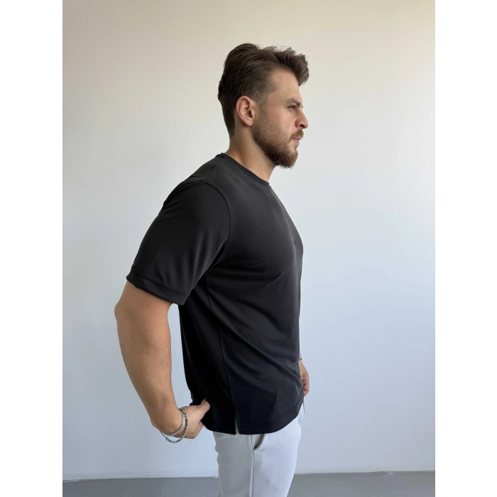SİYAH TENCEL MODAL KUMAŞ RELAXFİT TŞÖRT