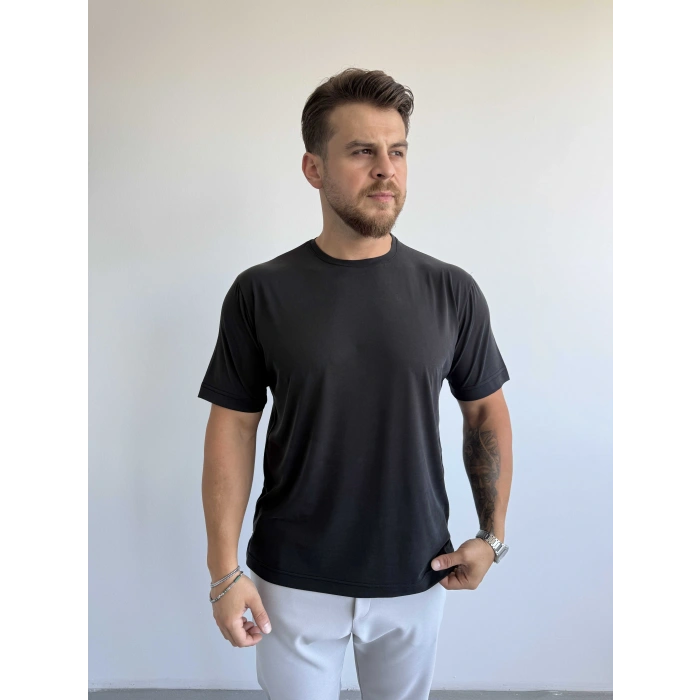 SİYAH TENCEL MODAL KUMAŞ RELAXFİT TŞÖRT