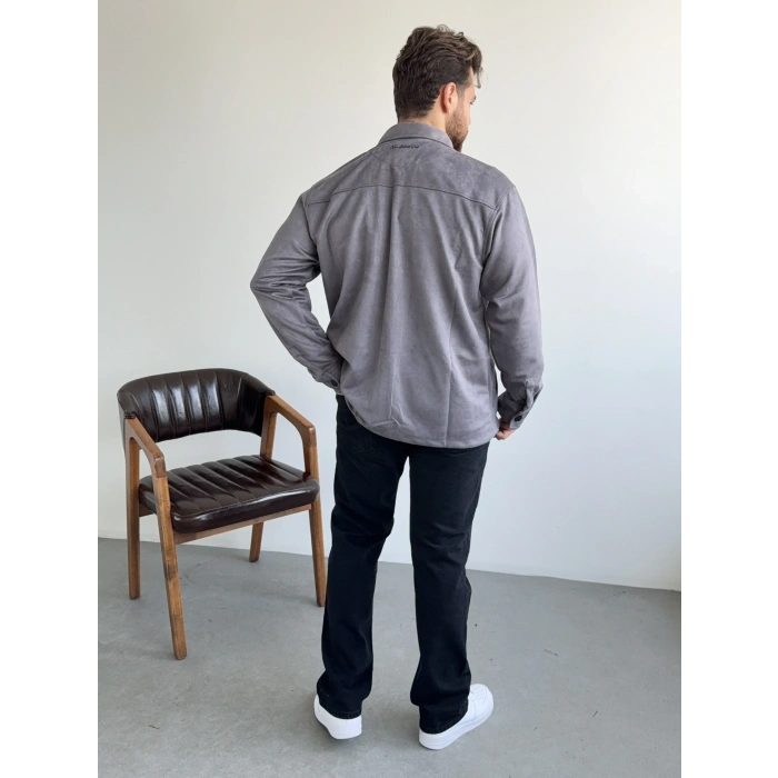 Süet Gömlek Antrasit Gri