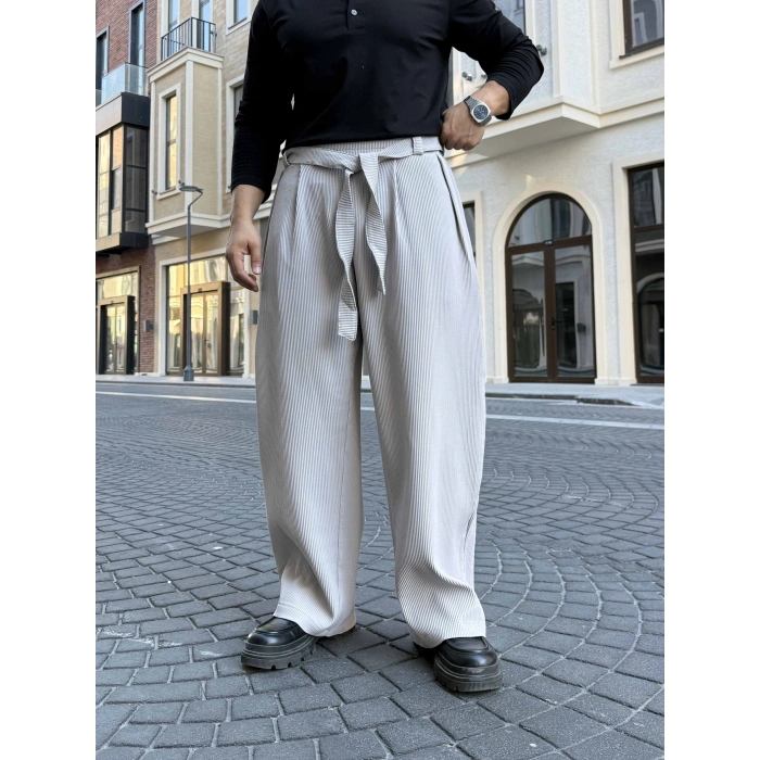 TAŞ GRİ KORE KALIP FİTİLLİ BALON BAGGY PANTOLON