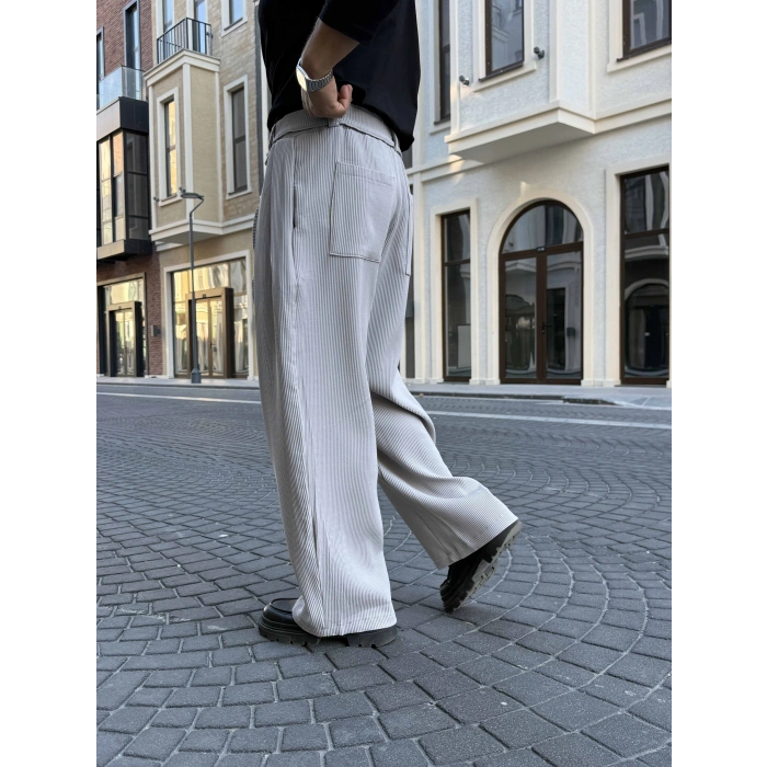 TAŞ GRİ KORE KALIP FİTİLLİ BALON BAGGY PANTOLON