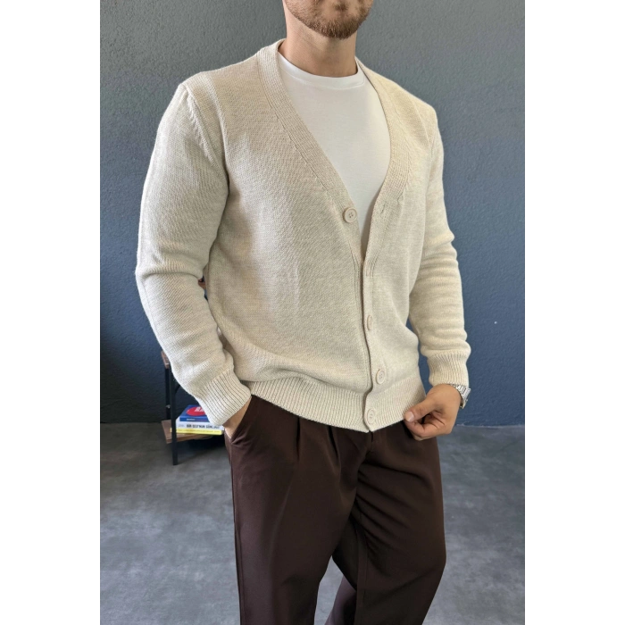 TAŞ GRİ V YAKA TRİKO HIRKA