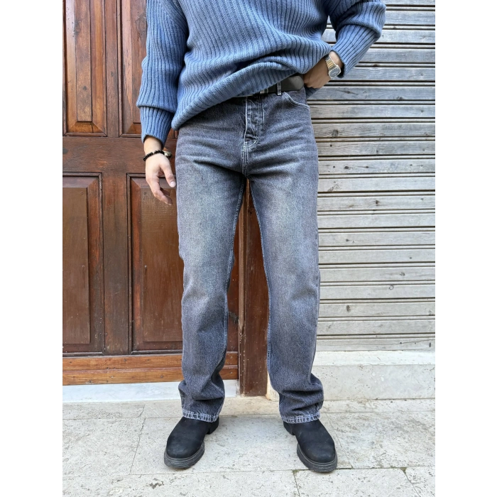 Taş Yıkama Beyaz Dikişli Kot